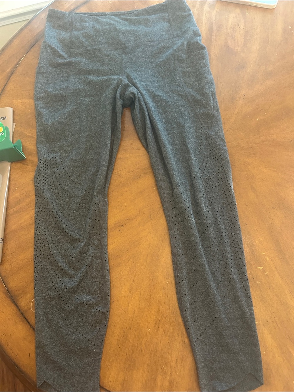 Women's Grey Performance Leggings with Laser-Cut Detail